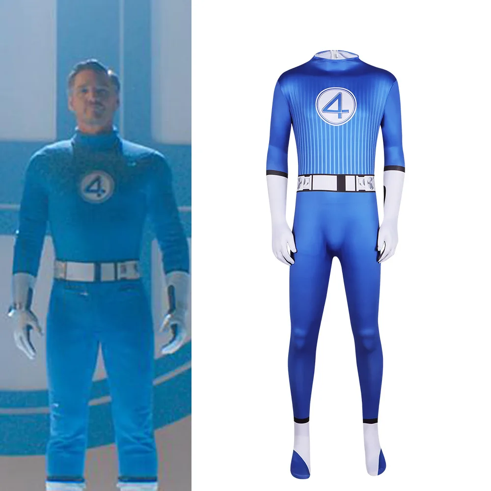 Movie Fantastic Four Cos Reed Cosplay Costume Blue Jumpsuit Richards Fullset Superhero Zentai Party Invisible Man Jumpsuit Cos