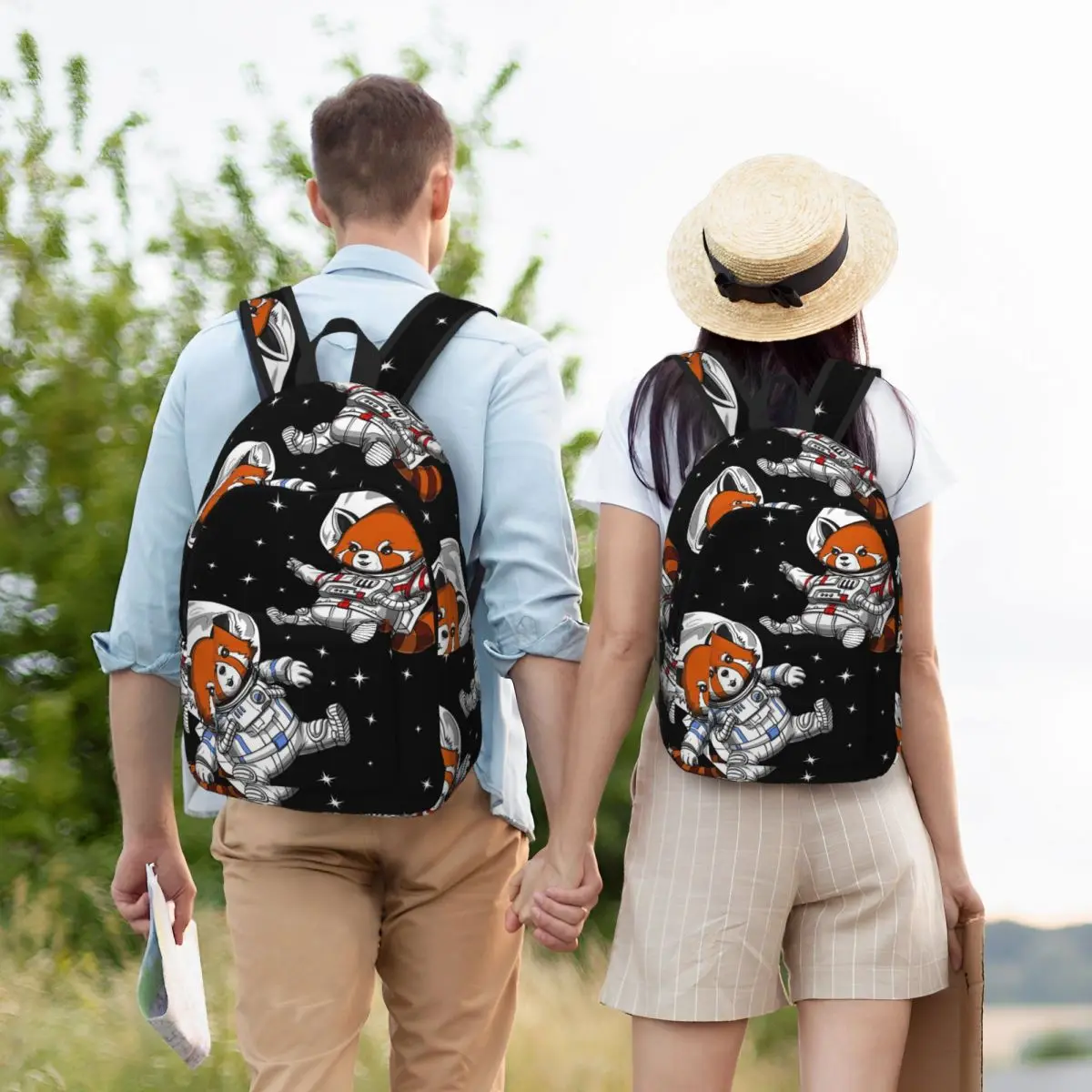 

Red Panda Bear Astronauts Backpack Student Boys Girls BookBag Kids School Bag Laptop Shoulder Bags for Men Women