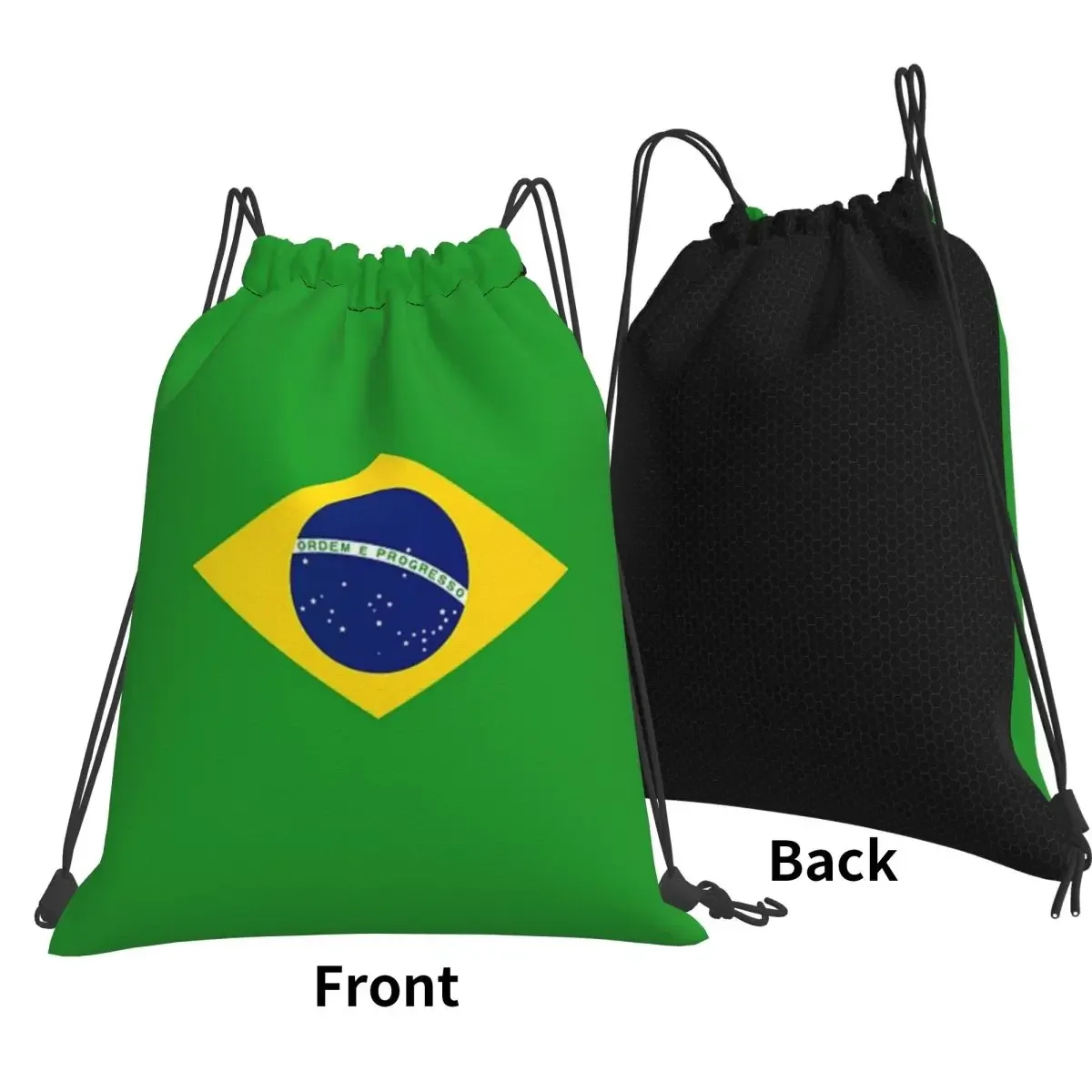 Brazil National Flag Backpacks Casual Drawstring Bags Sports Bag Book Bags for Man Woman School