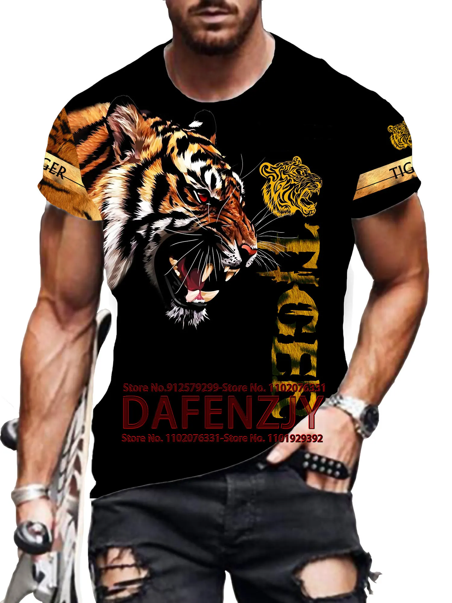 

Tiger 3D Printing T-shirt Personalized Customization High Quality Oversized Sports Casual Short Sleeve Animal Pattern Streetwear