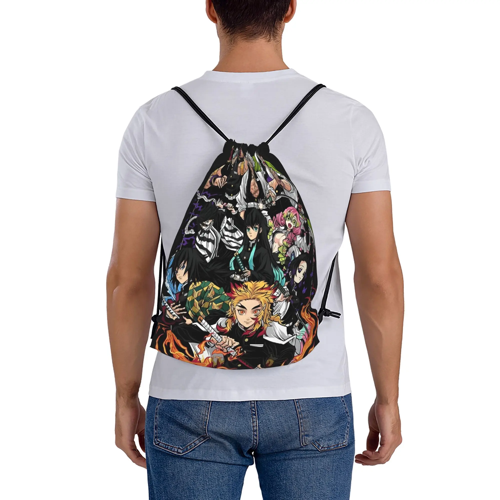 1 pc Hashira Demon Slayer Anime Drawstring Bags Travel Storage Backpack School Shoe Bag view 6