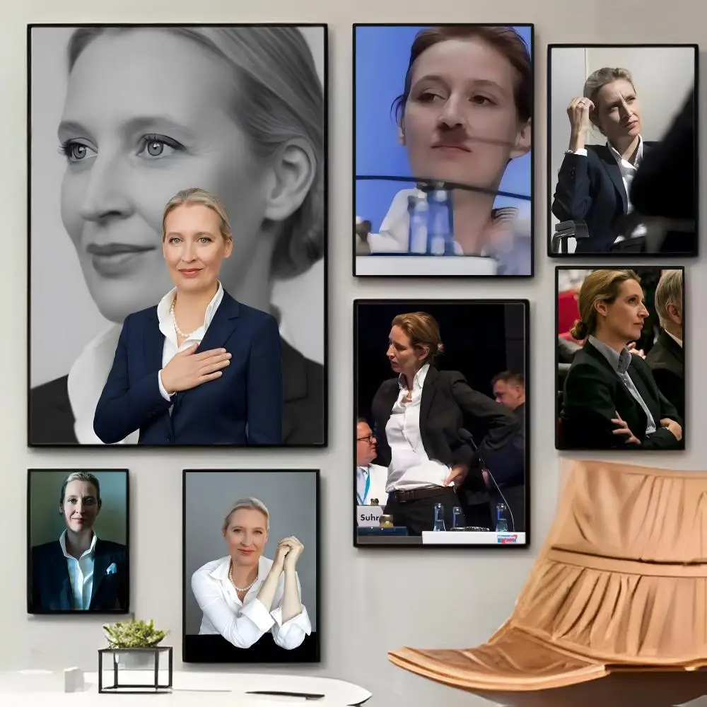 Póster controvertido de A-Alice Elisabeth W-Weidel, póster adhesivo impermeable para cafetería, Bar, decoración de pared, regalo
