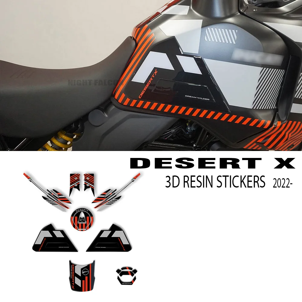 DesertX Accessories Motorcycle 3D Gel Epoxy Resin Sticker Tank Pad Protection Kit For Ducati DesertX Desert X RR22 2023-