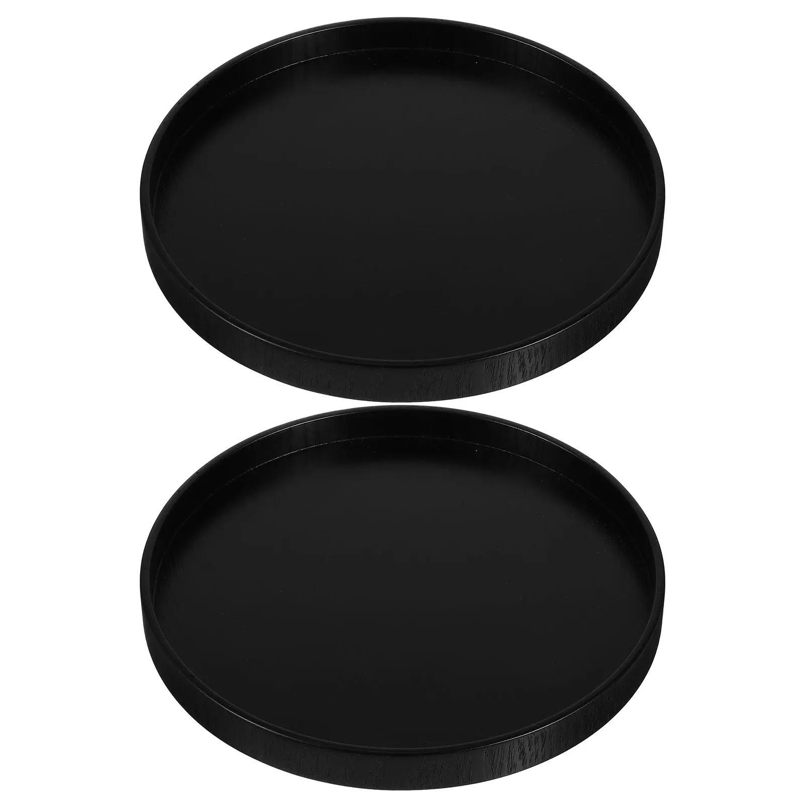 

2pcs Round Wood Trays Decorative For Home Kitchen Coffee Table Serving Food Holder Elegant Wooden Platter