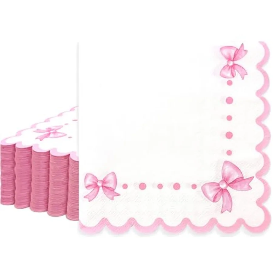 

Розовые бантики, 6,5, 3 слоя, 60 шт., зубчатые бумажные пончики для коктейлей для n, кокетка, декор на день рождения, розовый бант, тематические украшения для вечеринки, вырезанные