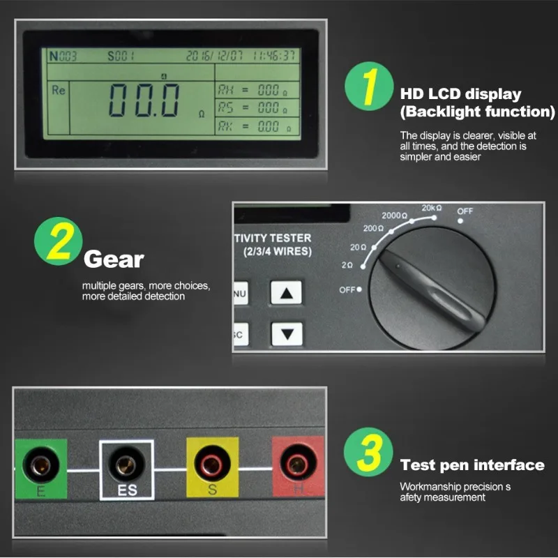 High-Precision Digital Ground Resistance Tester DY4300 Series, 4-Wire Soil Resistivity Measurement Tool for Electrical Testing