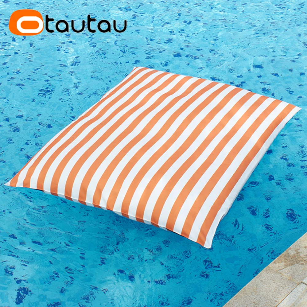 OTAUTAU 6ft Sqaure Swimming Pool Floating Pillowsac Pouf Cover No Filler Outdoor Beach Garden Puff Salon Bean Bag Sofa Bed SF081