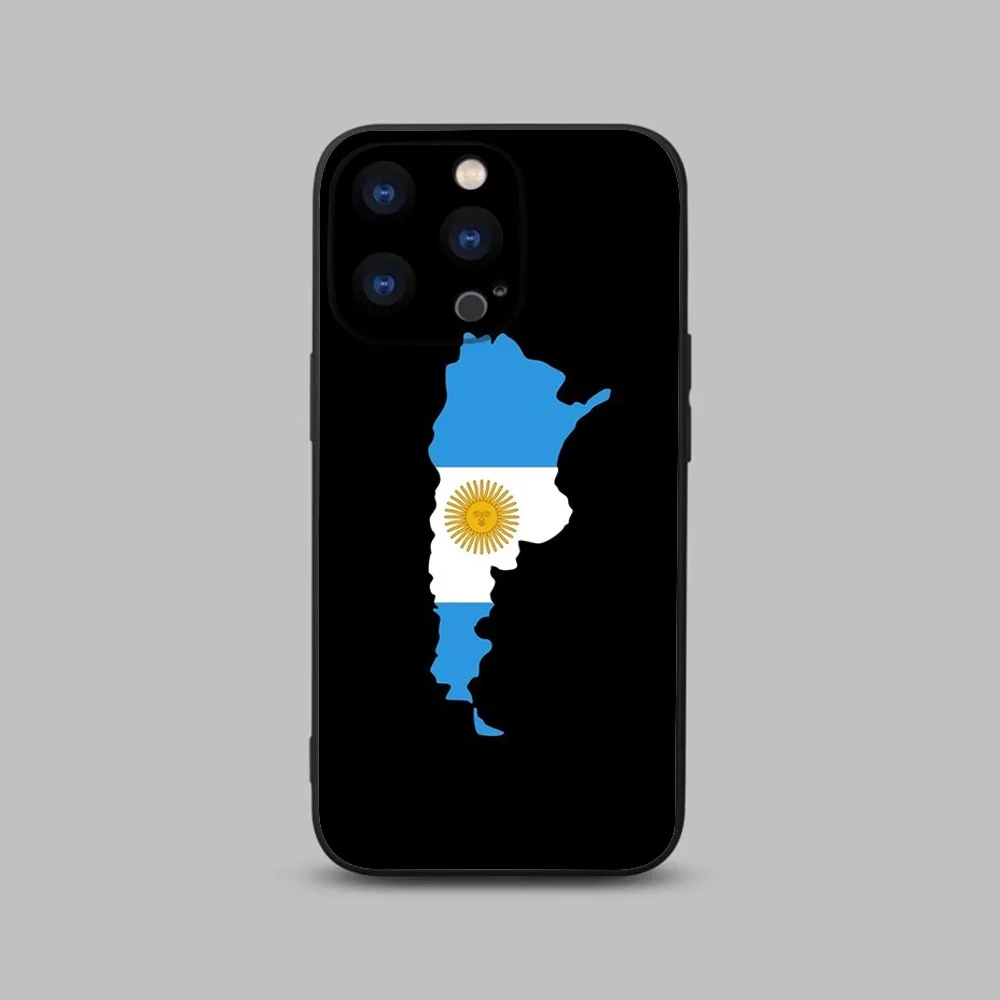 Argentina Flag Phone Case For iPhone 15,14,13,12,11 Plus,Pro,Max,XR,XS,X,7,8 Plus,SE,Mini Black Silicone Soft