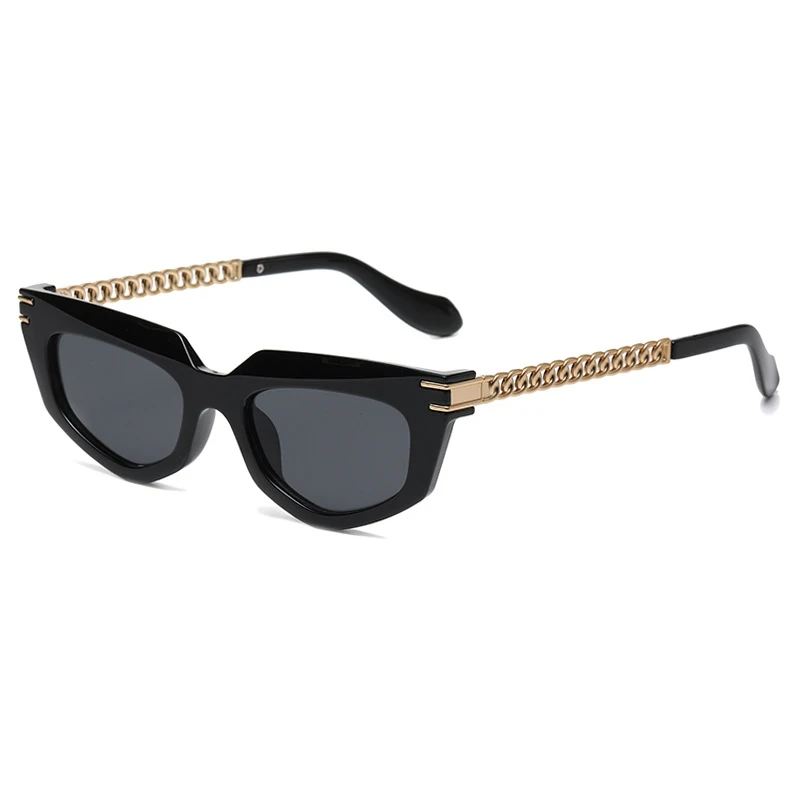 

Fashion Ladies Modern Concave Sunglasses Retro Cat Eye Chain Ins Sunglasses European And American Small Frame Glasses