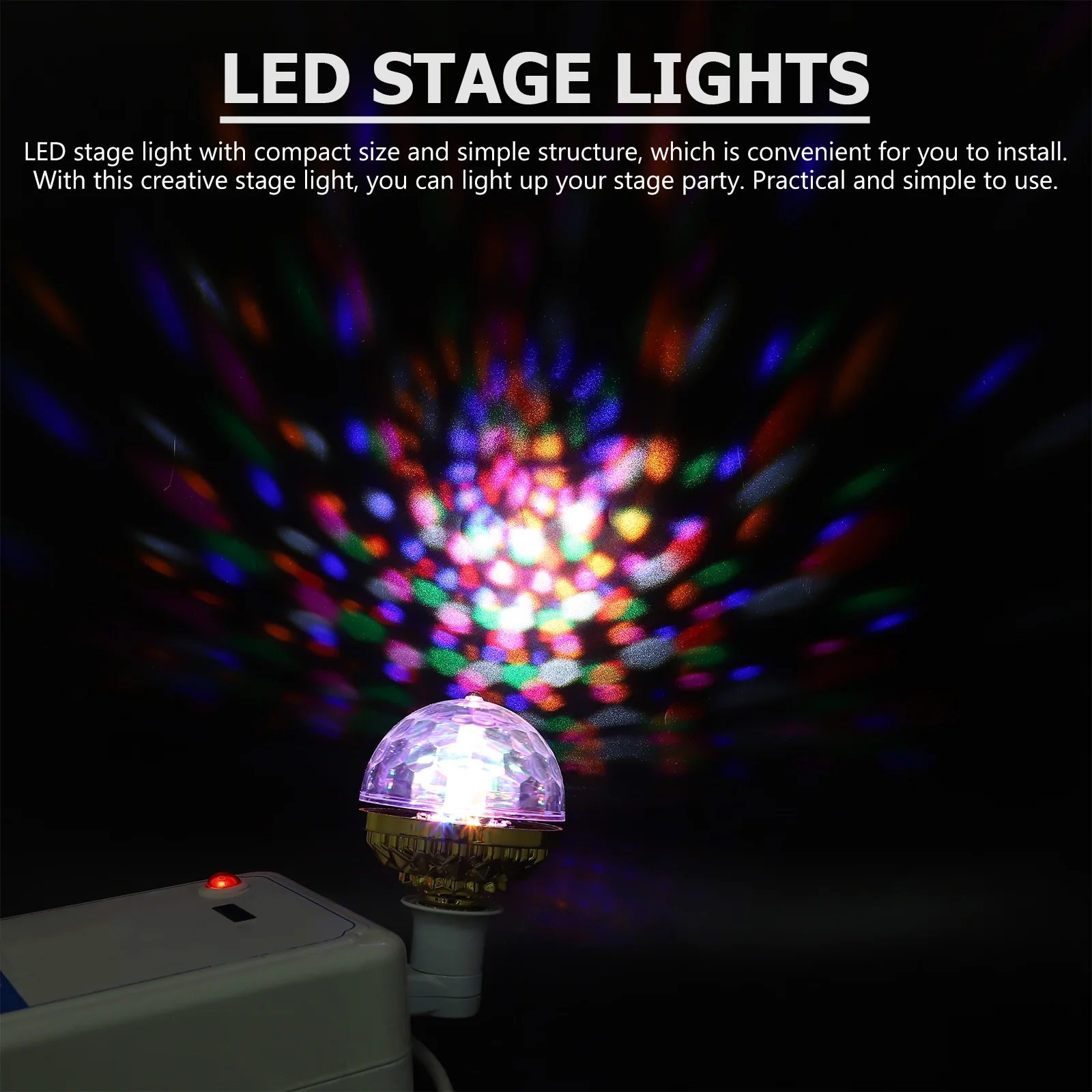 مجموعة واحدة من مصابيح كروية ملونة LED لمبة كريستالية دوارة مدمجة Dj ضوء صغير لتزيين أجواء الحفلات الداخلية والنوادي #6