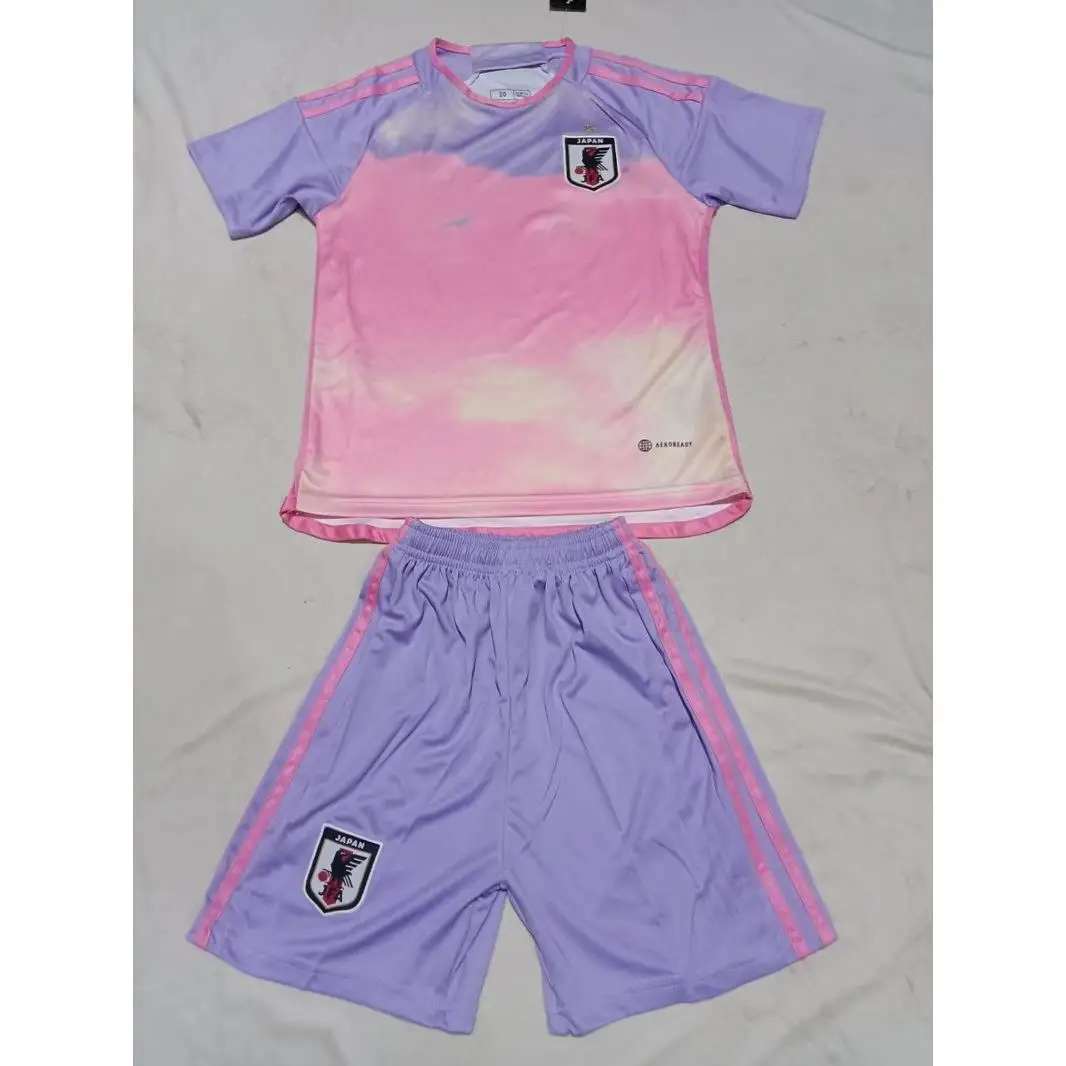 2023 Japan National Team Pink Sports Women\'s Football Big Wings Children\'s Outfit Football Suit Home and Away Team Kit