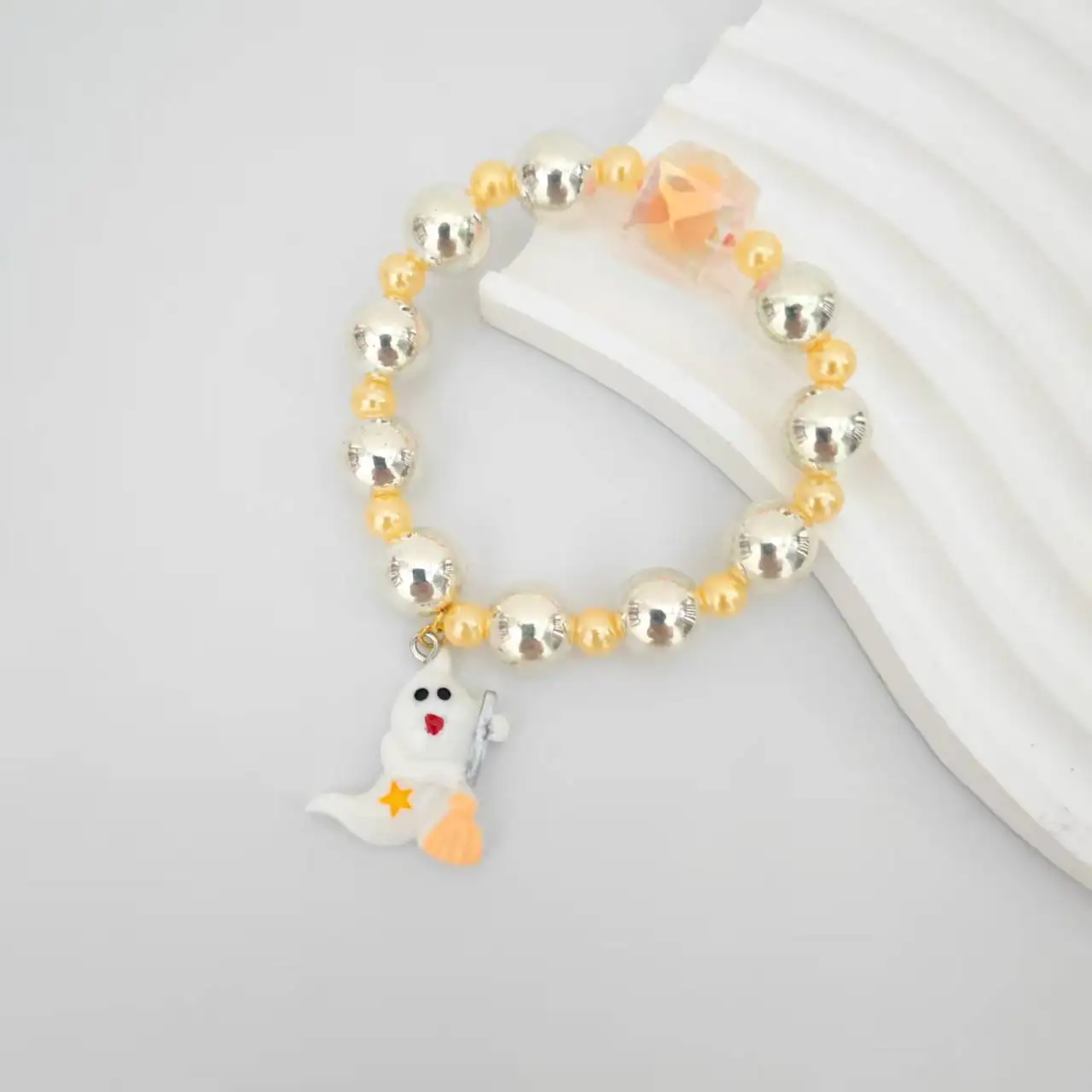

Fashion Stretch Bracelet Cute Ghost With Besom Pendant Bracelet Jewelry Halloween Handmade Gift for Girl Women