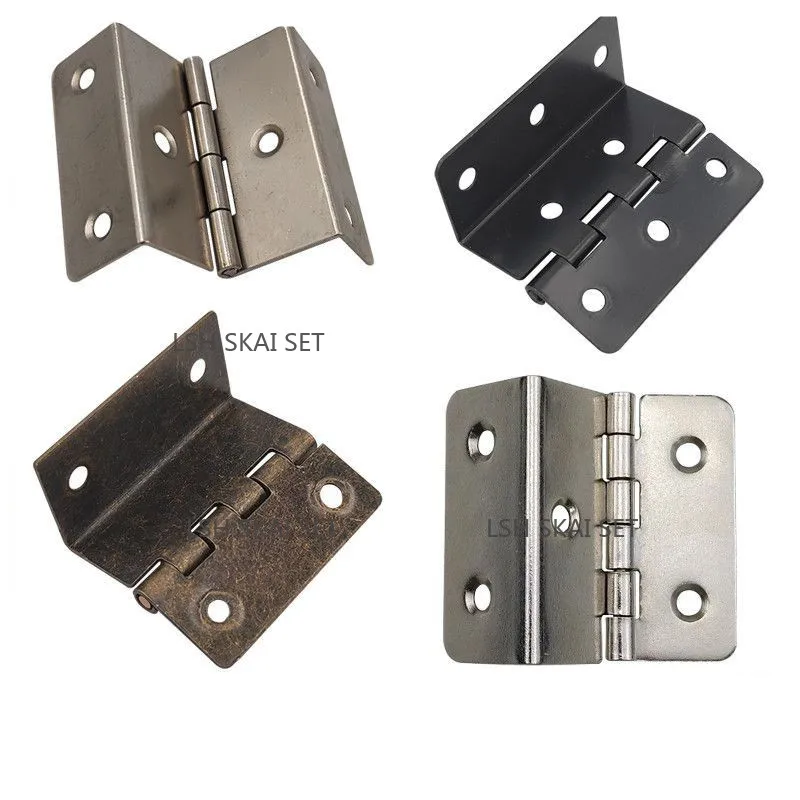 10pcs Thickened Iron Silent Three Fold Hinge Four Fold Double Bend Engineering Cabinet Door Furniture Hinge Hardware Accessories