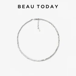 BEAUTODAY Silver Necklaces Women 18K Plated Brass Solid Color Adjustable Versatile 2023 Female Accessories Handmade 93040