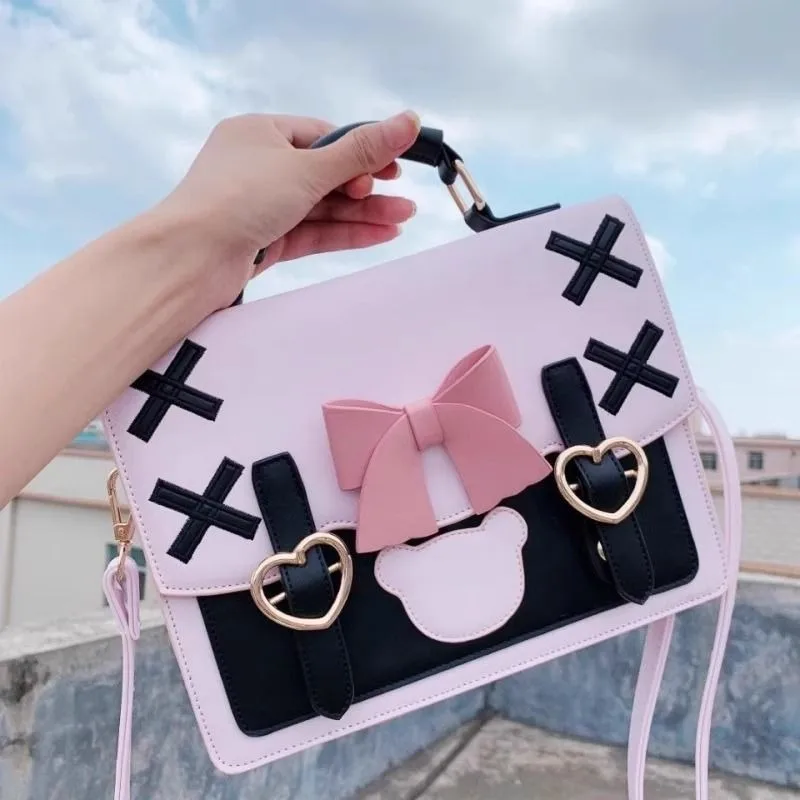 New Sweet Cute Pink Borse a tracolla Teengae Bow giapponese Lolita Bag Ragazze Popolare JK Borsa a tracolla uniforme Estate Bolsas Сумка