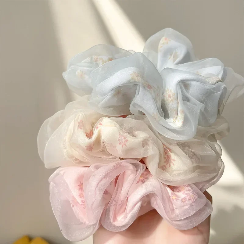 New French Gauze Sense Ball Head Large Intestine Hair Ring Female Head Rope Small Fresh Sweet Temperament Head Rope Headdress