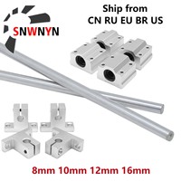 Optical Axis Set OD8/10/12/16mm 300 400 500 600mm Linear Shaft + SCS Linear Bearing Blocks + SK Bearing Support For CNC Part