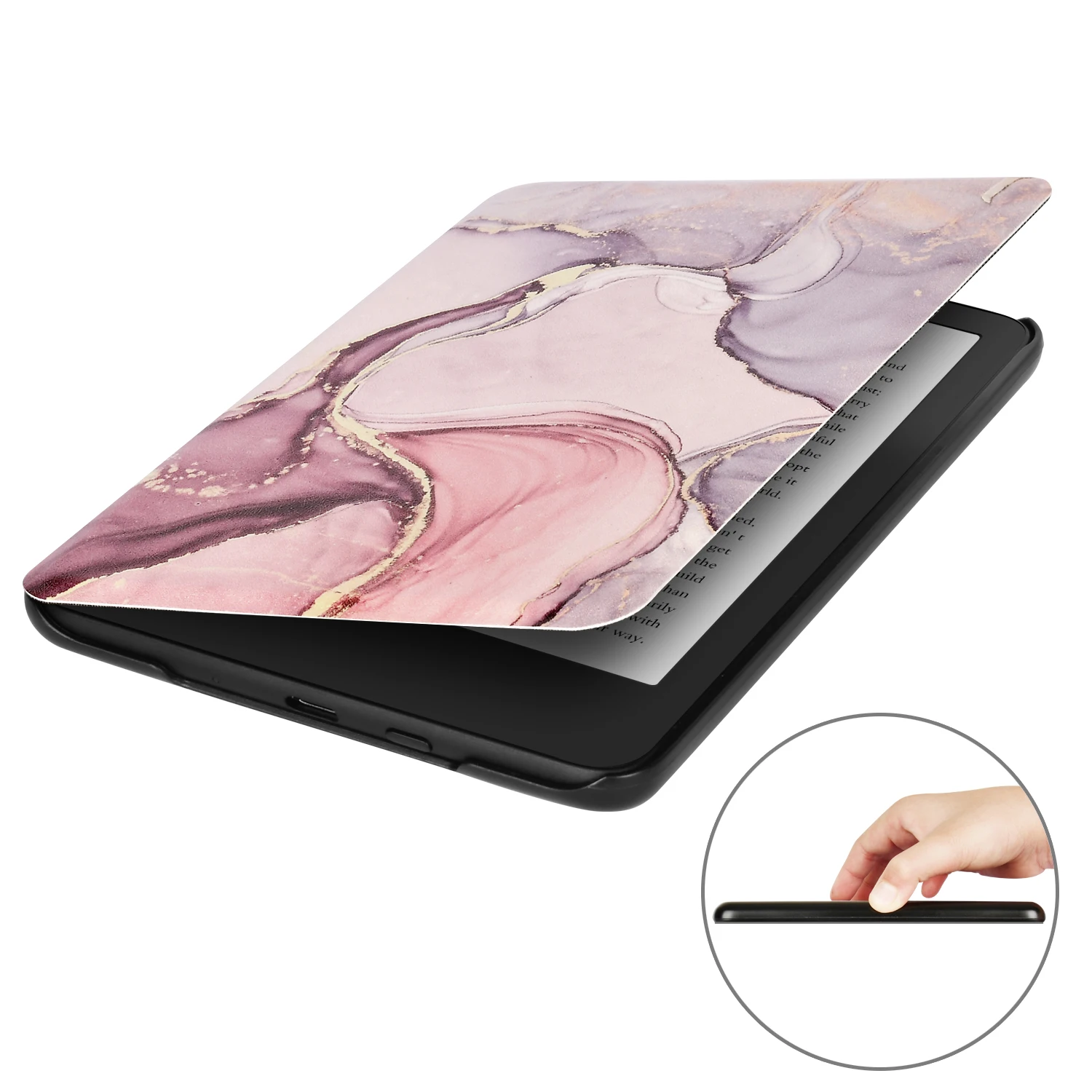 For Kindle 11th RS23CV Smart Case with Hand Strap Painted PU Leather Cover for Kindle 11th C2V2L3 Magnetic Protective Slimshell