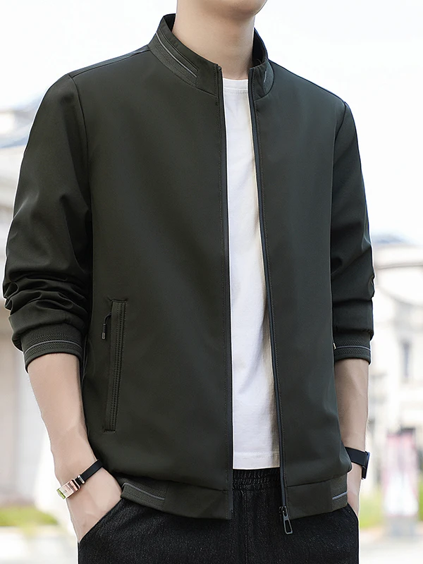 

Autumn Winter Men's Jaet Stand Collar Spor Casual Fce Lined Versatile Sli Outerwear Trendy Brand Youth ular