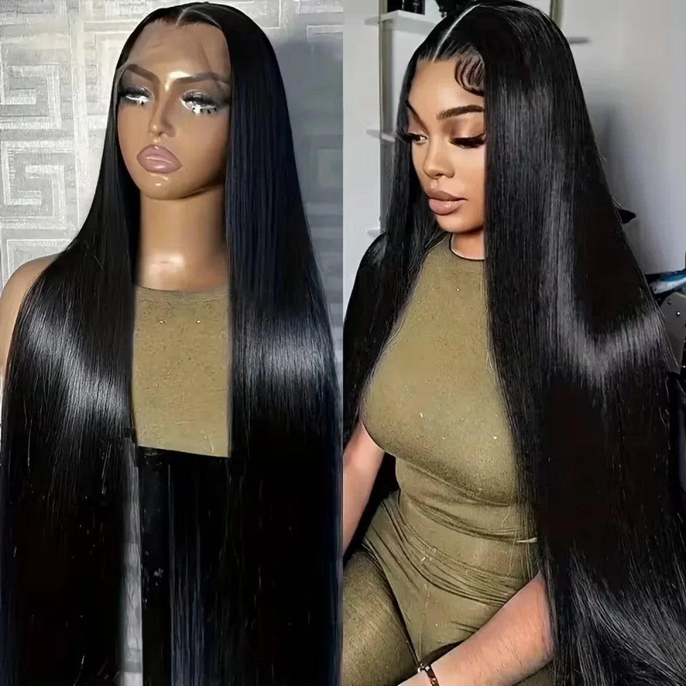 Brazilian Bone Straight 13x6 13x4 Lace Front Wigs Human Hair 40 44 Inch 220 Density HD Lace Glueless Pre Plucked Hairline For Black Women