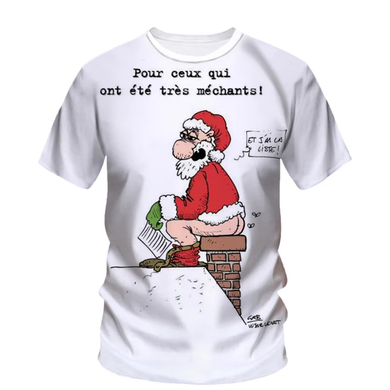 Funny 3D Father Chrustmas Santa Claus Xmas Printing T Shirt Kid Fashion Cute Streetwear Short Sleeves Summer Tee Shirts Clothing