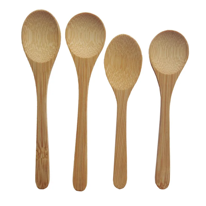 500Pcs Wooden Spoon Tea Spoons Bamboo Tableware Condiment Coffee Dishes Spoons for Serving Cooking Tools Home Kitchen Utensils