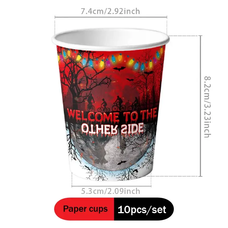 Stranger Things Tischdecke, Tasse, Serviette, Happy Birthday Banner, Ballon, Stranger Things Partydekoration, Einweg-Tischgeschirr-Set – Detail 21