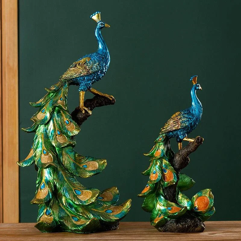 Adornos de pavo real para decoración, sala de estar artesanías para, regalos gabinete  vino, pantalla abierta  cobre creativa