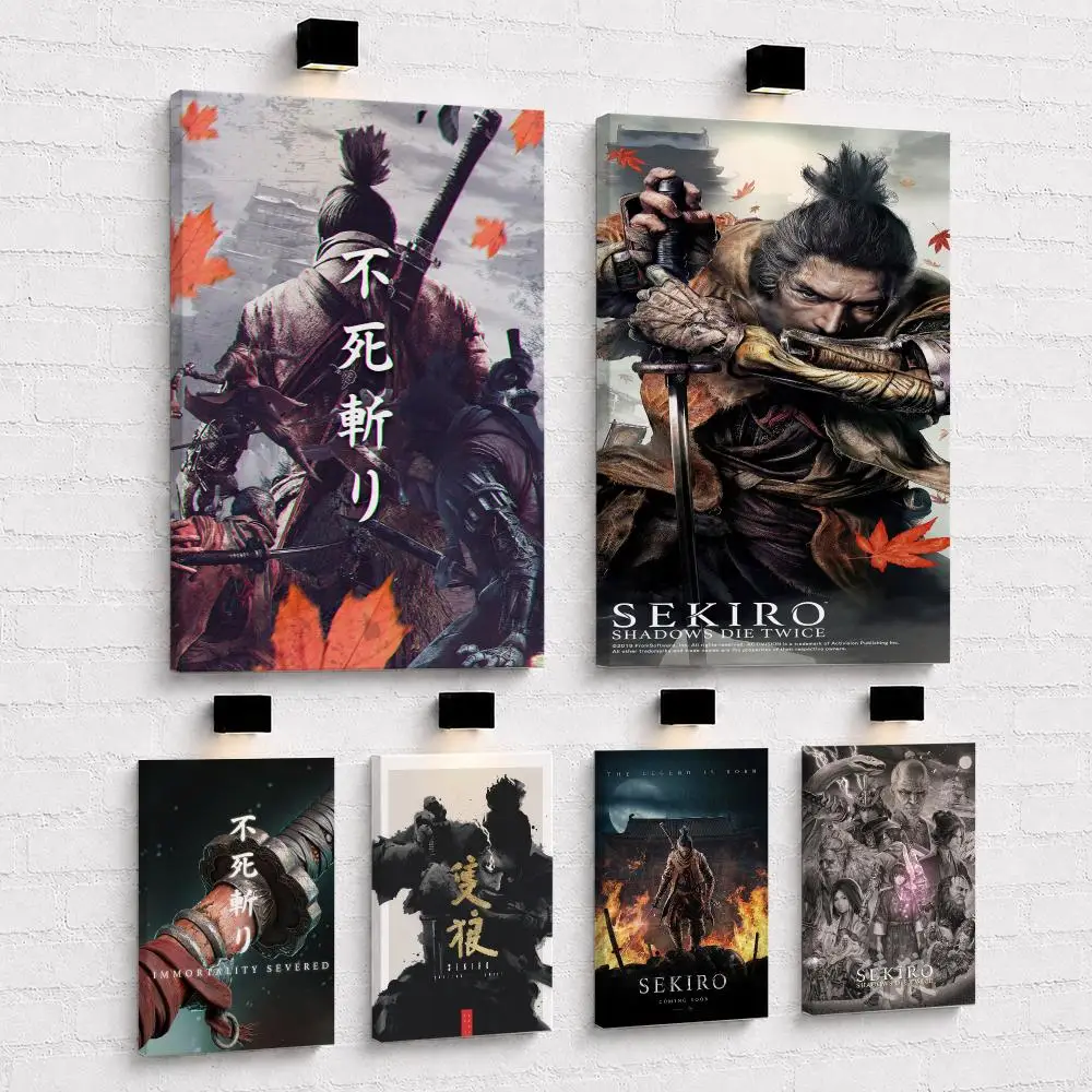 Game S-SEKIRO Shadows Die Twice Painting Calligraphy Framed Canvas Wall Art Print | Modern Poster | Home Hallway Decor