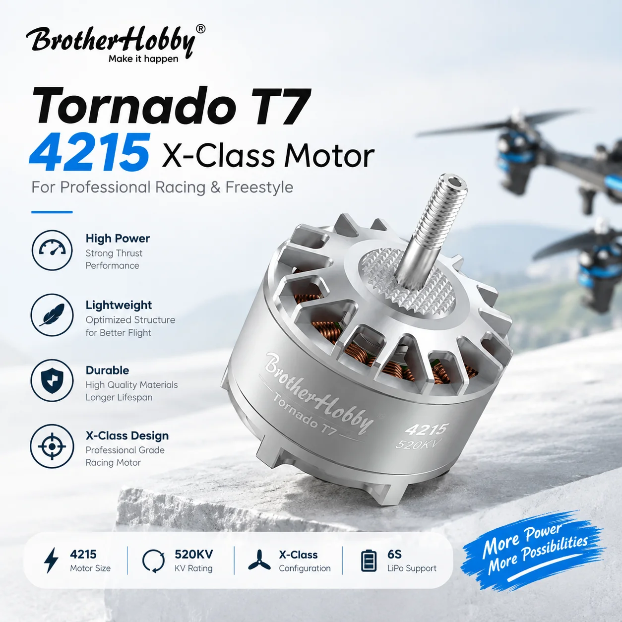 BrotherHobby Tornado T7 4215 380KV 520KV 680KV 800KV Motor for X-Class Heavy-Lift FPV Drone