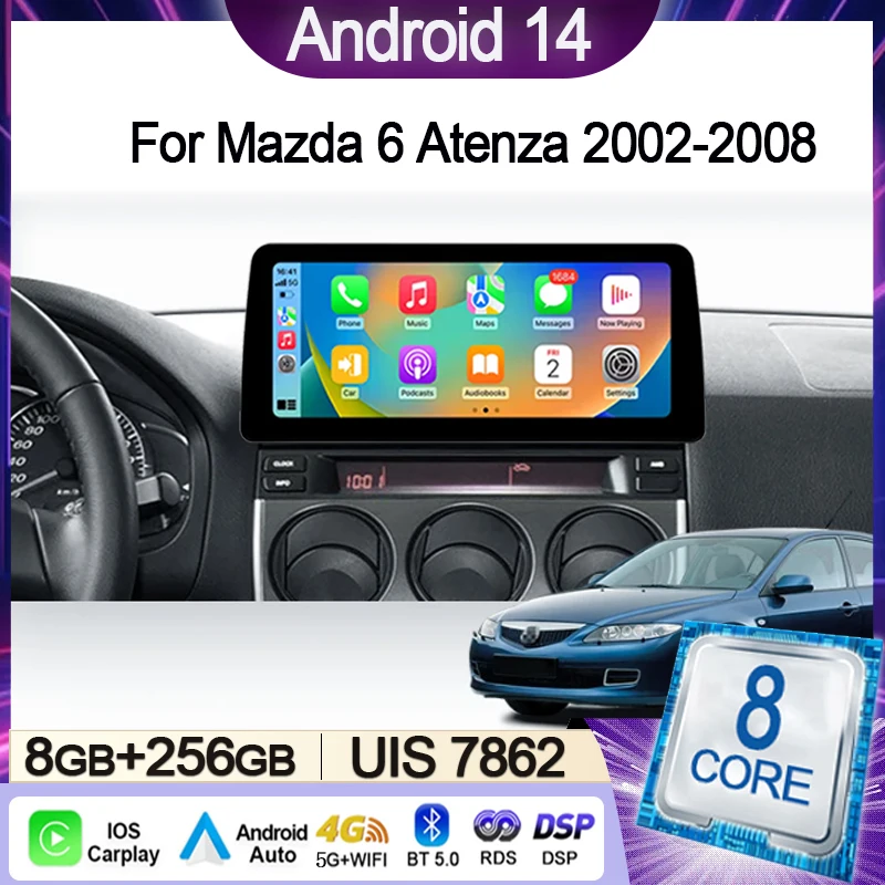 

12.3 inch Screen For Mazda 6 Atenza 2002 - 2008 Car Radio Multimedia Video Player Navigation GPS wireless Carplay Android Auto