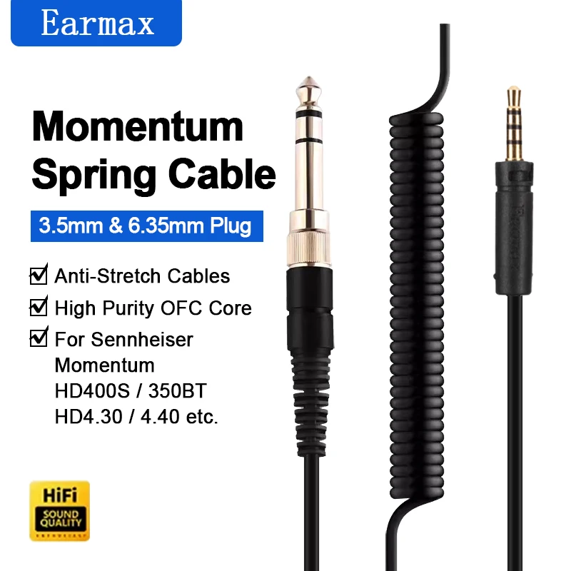 

Для Momentum HD400S HD450BT HD458BT HD4.40BT HD350BT HD4.30 Сменный пружинный кабель для наушников от 6,35/3,5 мм до 2,5 мм