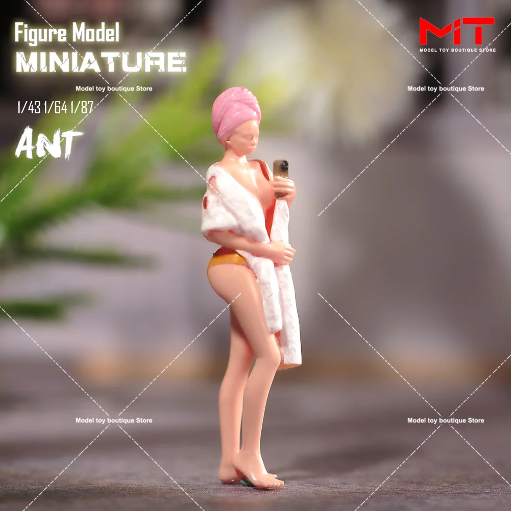 In Stock Miniatures Figurine 1/87 1/64 1/43 1/24Beauty Girl Bathing Taking Selfies Female Scene Figures Model DIY Creative Props