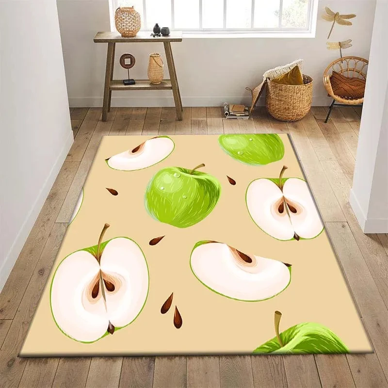 

Мультяшный ковер с яблоками, милый коврик с фруктовым рисунком, напольный коврик для гостиной, спальни для девочек, ванной комнаты, домашний декор, придверный коврик