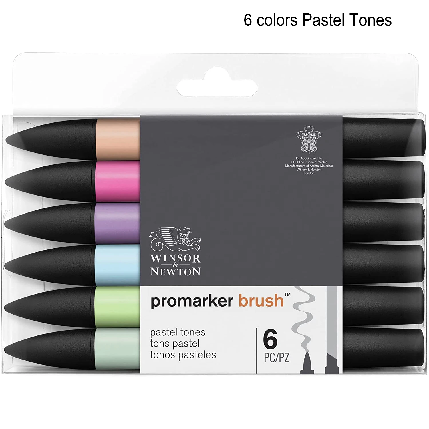 Winsor & Newton 6/12  colors Promarker Brush Marker Double Tips (Soft nib/Hard chisel nib)