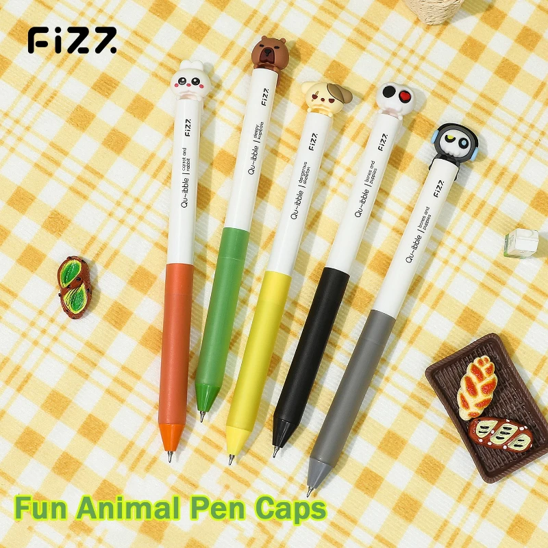 

Fizz Click Gel Pens,Cute Animal Head Smooth Writing&Comfort Grip Black Double Ball Technology for Clean Aesthetic Ins Study Tool