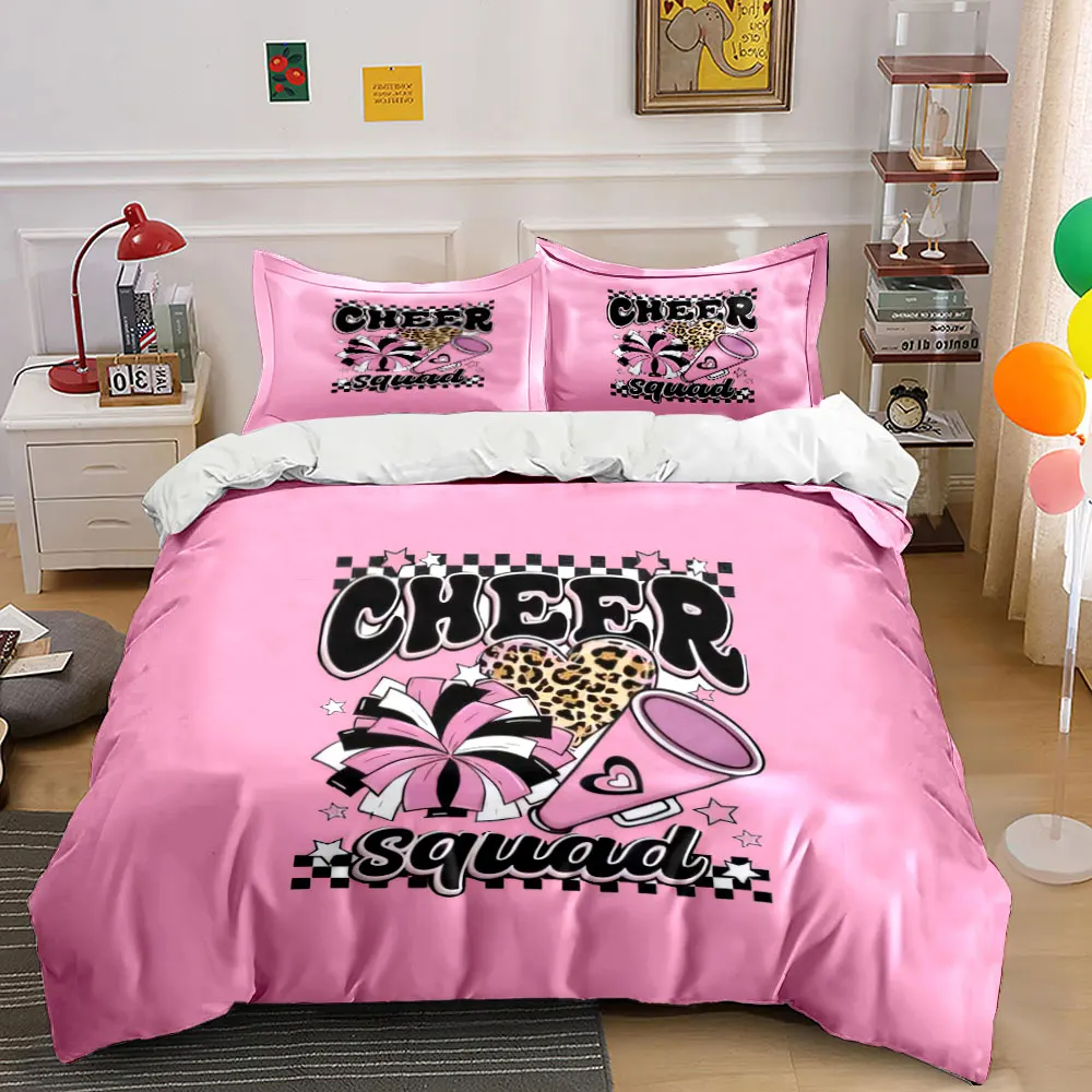 Cheer Squad Decor Set Bedding Set with 1 Duvet Cover 2 Pillowcases Single Double King Queen, Gift