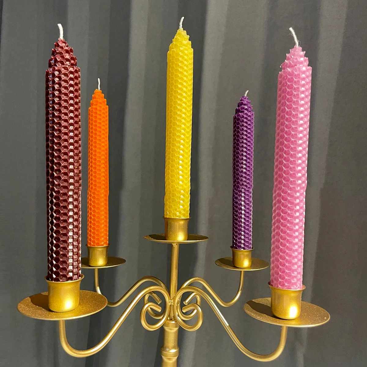 15*20Cm 6Pcs 12Colors Colored Beeswax Sheet Candle Roll Handmade DIY Honeycomb Wax Sheet Parent-Child Activity Material Package
