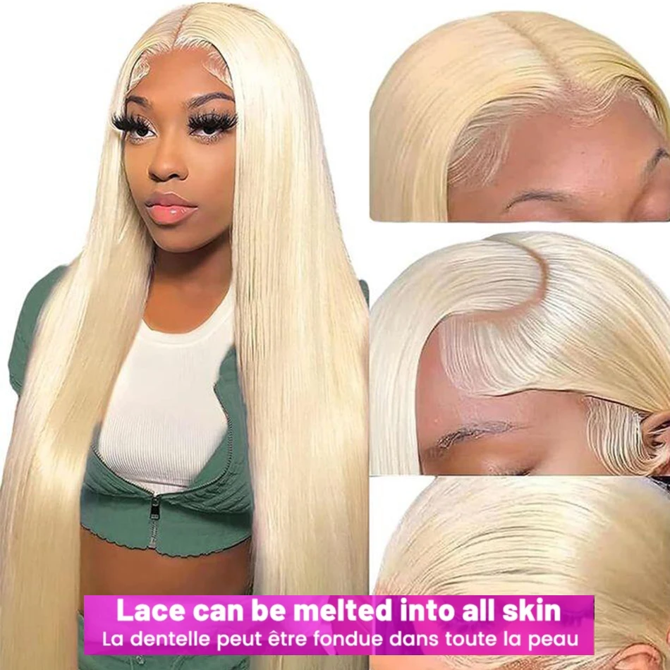 13x6 13x4 613 Blonde Color Lace Front Human Hair Wigs For Women HD Transparent Brazilian Remy Straight Frontal Wig Human Hair