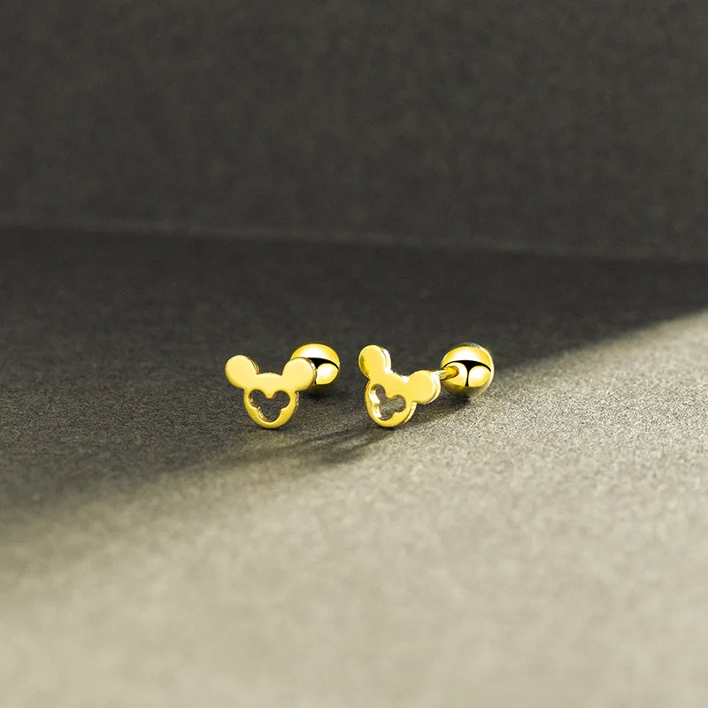 Women Jewelry Heart Balloon Dog Studs Earring Ball Cartilage Earrings Gold Color Helix Conch Tragus Cochlear Piercing for Teen