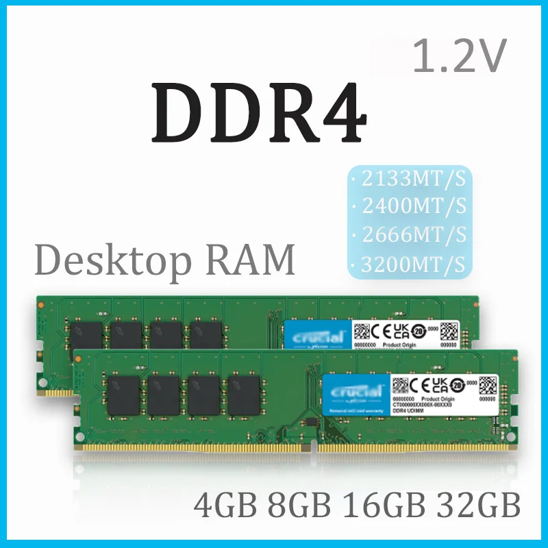 

DDR4 4 8 16 32 ГБ 2133 2400 2666 3200 МГц PC4-17000 PC4-19200 PC4-21300 PC4-25600 1,2 В U-DIMM Оперативная память для настольных ПК 288 контактов