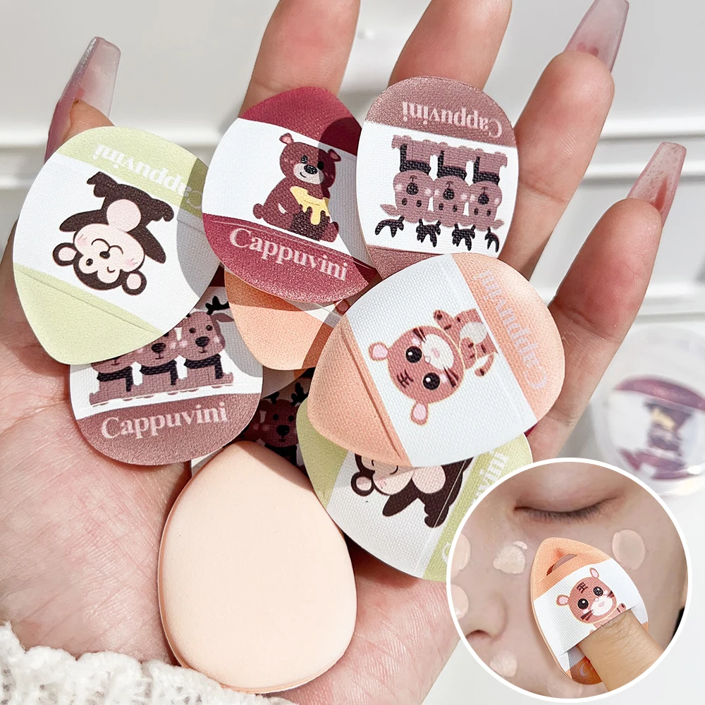 Cartoon Mini Finger Puff Make-up Schwamm Puder Puff Set Foundation trocken nass Detail Puffs Luftkissen kosmetische Puffs Make-up-Tools