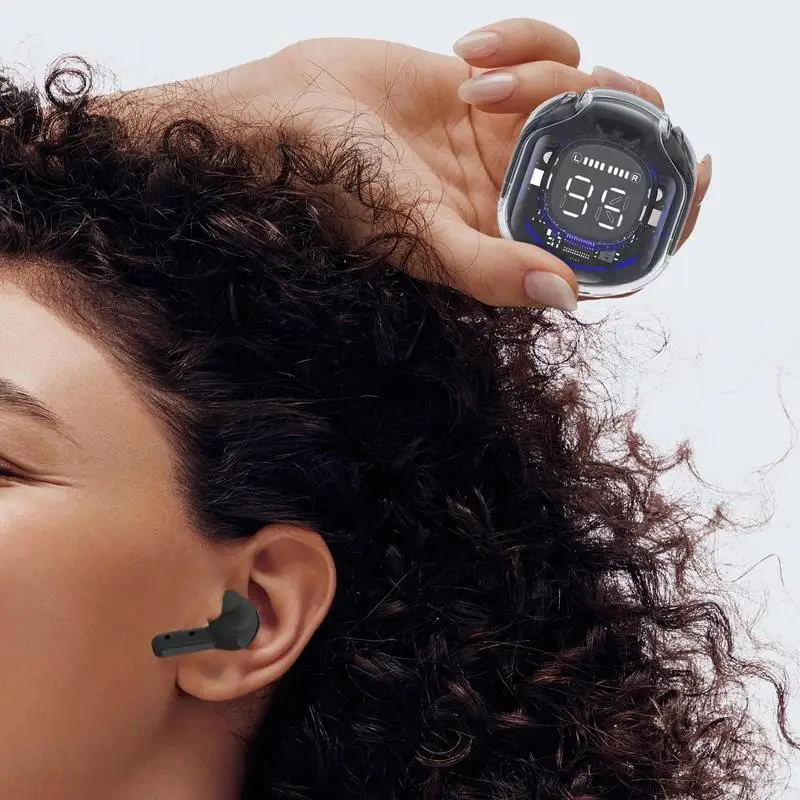 Earphone Headset nirkabel, earbud peredam kebisingan, waktu bermain panjang, earphone panggilan jelas untuk olahraga, bekerja