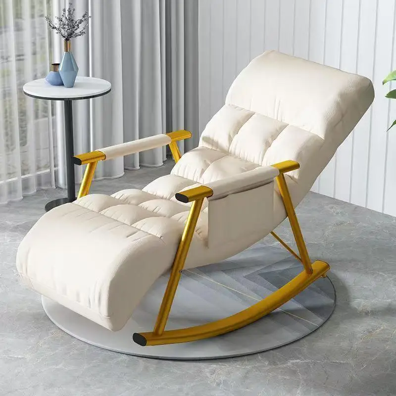 

#Modern Comfortable Leisure Design Adult Recliner Light Luxury Metal Rocking Chair For Balcony And Living Room