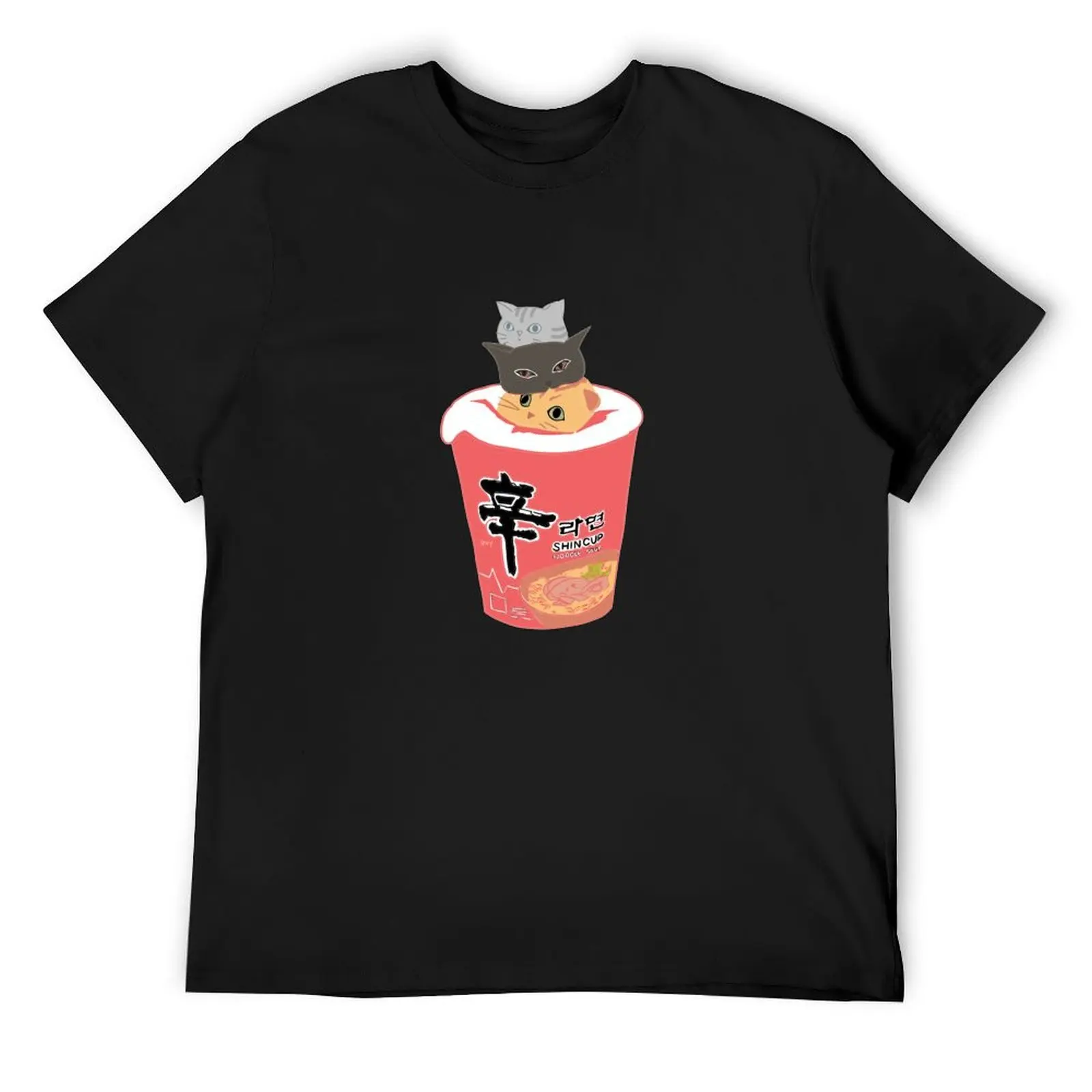 Coloured Cup Noodles w/ Cats T-Shirt tops sports fans anime t shirts mens t shirts