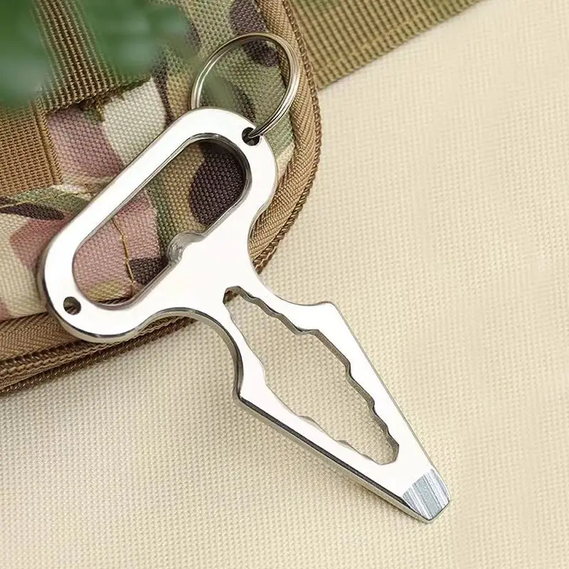 Outdoor camping supplies stainless steel EDC self-defense spike wrench multifunctional tool portable bottle opener