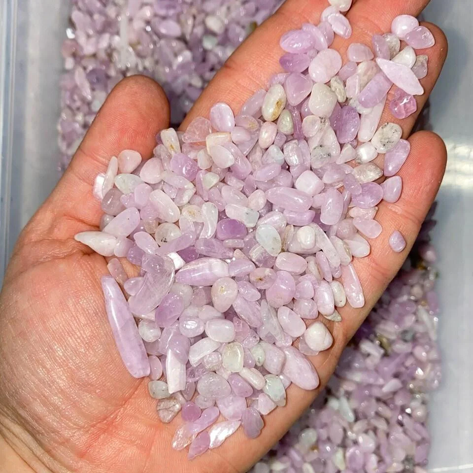 3-12mm Kunzite Crystal Chips, Small Kunzite Tumbled Chips Polished Crushed Stone Crystal, Kunzite Mini Crystal Chips