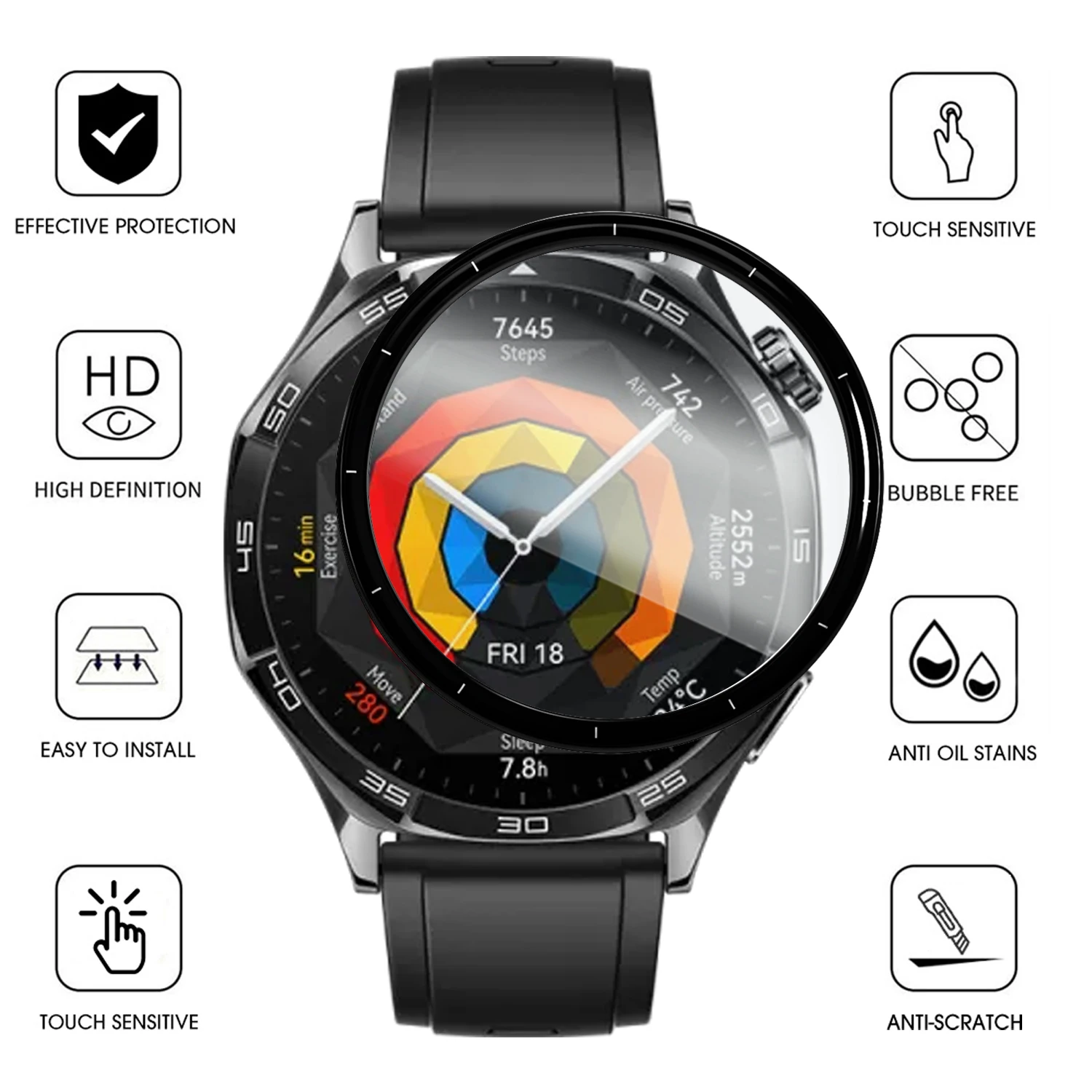 Protector de pantalla de borde suave para Huawei Watch 5 películas protectoras flexibles curvadas 3D antiarañazos para Huawei Watch5 42mm 46mm