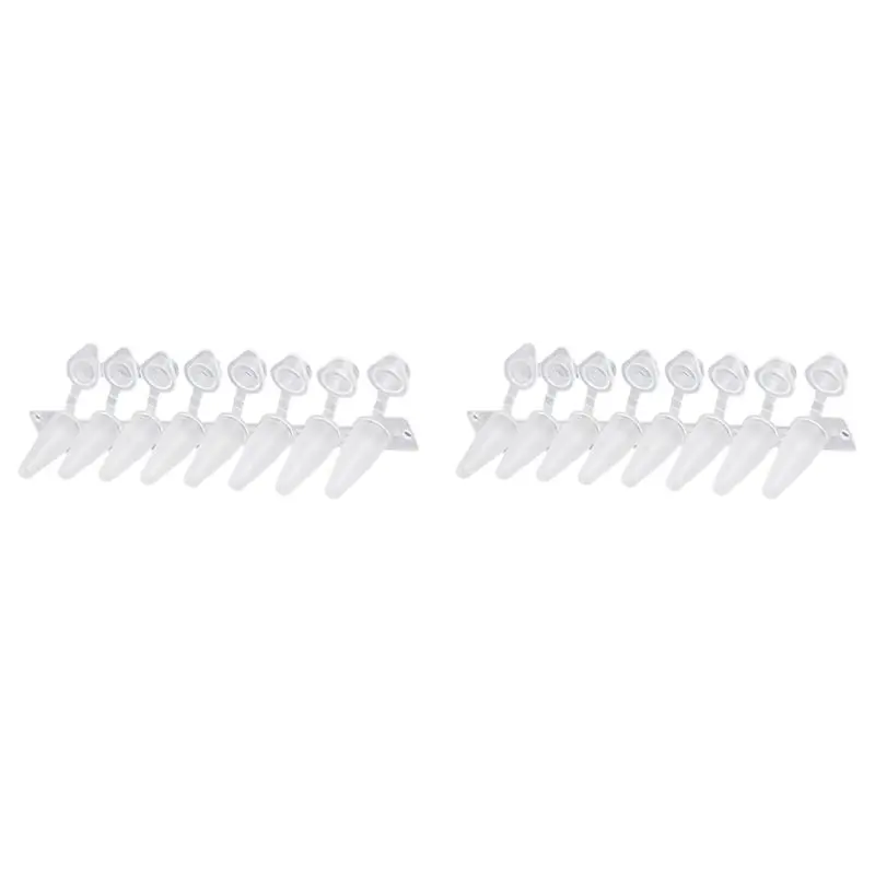 2X PCR-Tubes - 0.2Ml PCR-Tubes Thin Wall ,8-Strip PCR-Tubes With Shinged Flat Caps (125 Strips/Box)