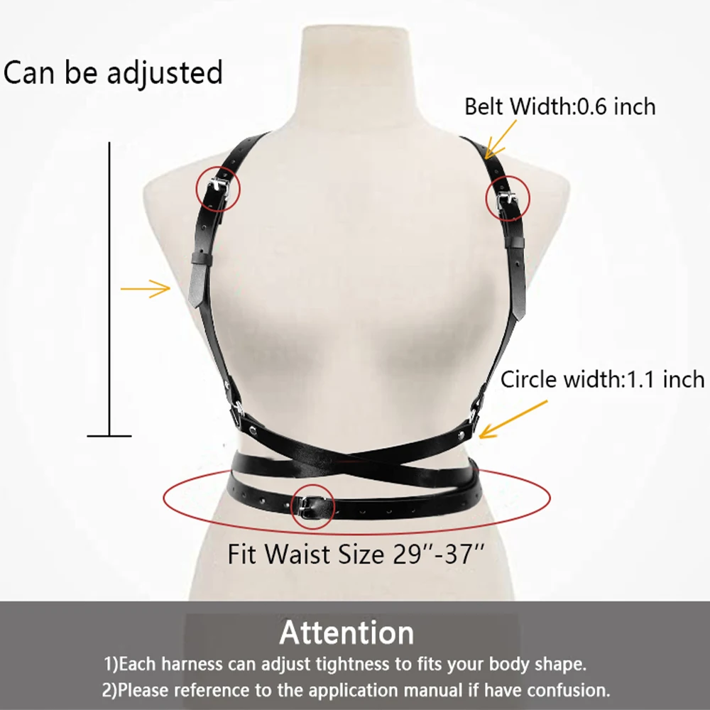 Gothic Leather Sexy Chest Harness Punk Women\'s Body Bondage Cage Sculpting Harness Waist Belt Bdsm Erotic Bra Straps Suspenders